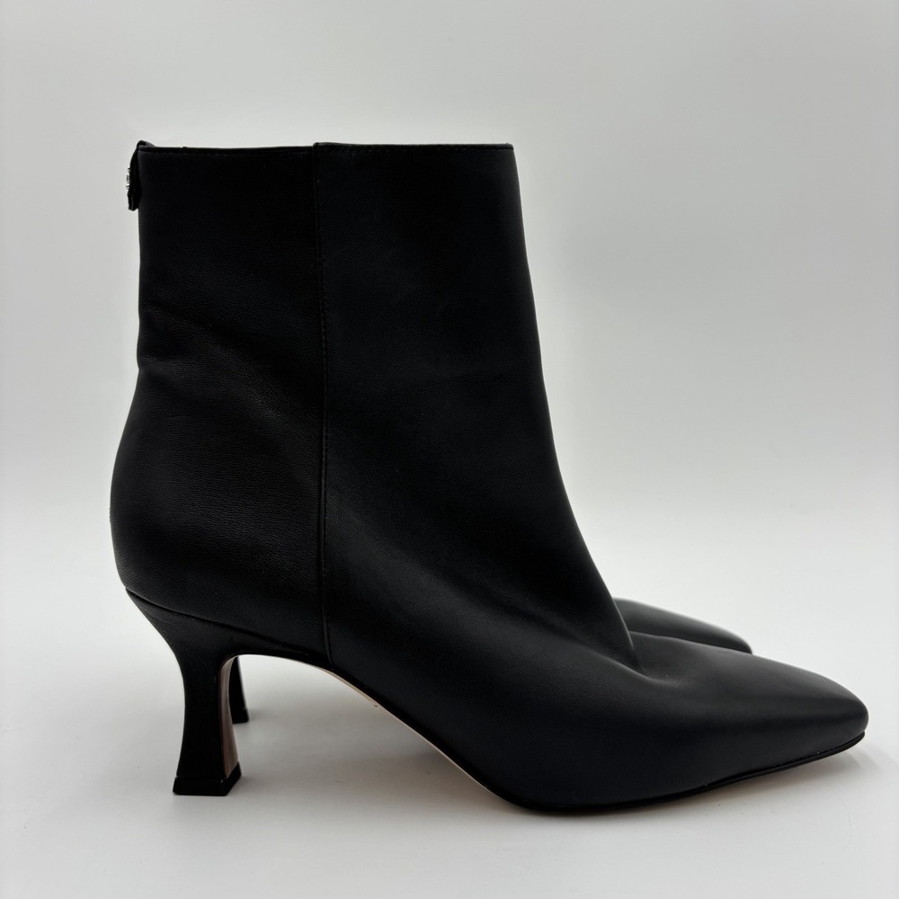 Sam Edelman Lizzo Square Toe Black Leather Boots Womens‎ Size 8 Zip Up Ankle